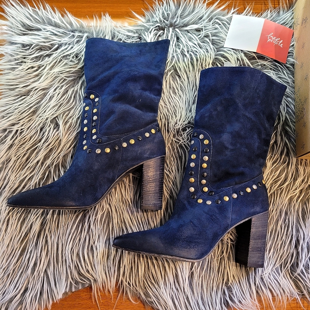 🍒NIB🍒 FREE PEOPLE WESTERN STUDDED SUEDE BOOTS - Picture 12 of 14